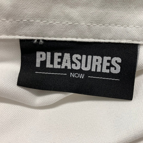 PLEASURES Size XL White Multi-Color Print Cotton Button Up Long Sleeve Shirt