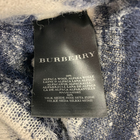 BURBERRY PRORSUM Size M Cream & Navy Stripe Alpaca / Silk Crew-Neck Pullover