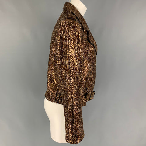 ALICE + OLIVIA Size 8 Gold Black Polyester Blend Textured Jacket