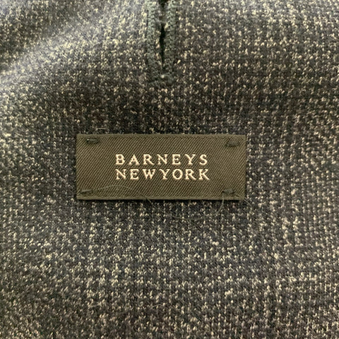 BARNEY'S NEW YORK Size XL Navy Plaid Wool Cotton Notch Lapel Sport Coat