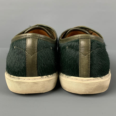 DONHALL & BELL Size 8 Green Leather Low Top Sneakers
