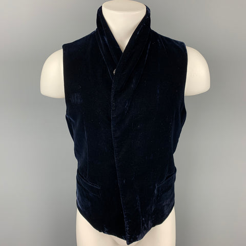 GIORGIO ARMANI Size 38 Dark Blue Velvet Viscose Blend Waistcoat Vest