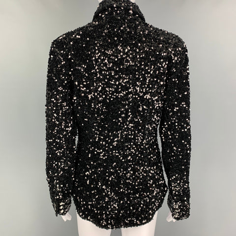 COUT DE LA LIBERTE Talla M Camisa Poliamida Lentejuelas Broches Negro