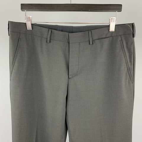 PRADA Size 34 x 34 Black Virgin Wool Zip Fly Dress Pants