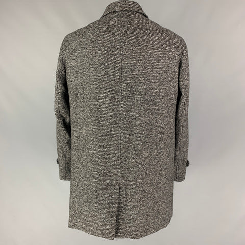 OLIVER SPENCER Size 46 Grey Black Heather Wool Buttoned Coat