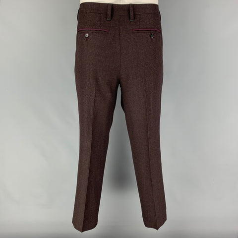 TED BAKER Size 46 Brown Burgundy Wool Single Button Suit