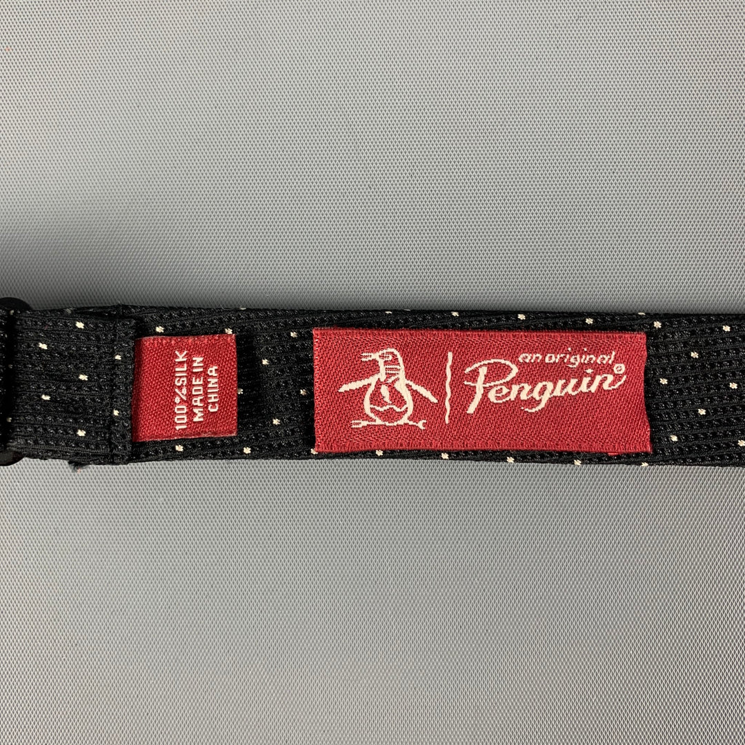 PENGUIN Black White Polka Dot Silk Bow Tie