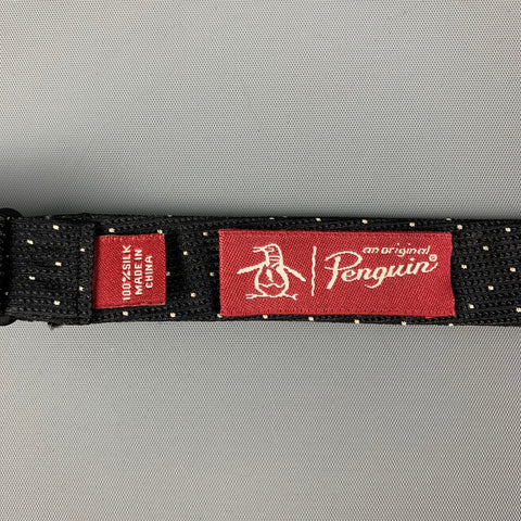 PENGUIN Black White Polka Dot Silk Bow Tie