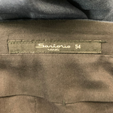 SARTORIO Talla 44 Traje Lana Rayas Azul Solapa Pico 36 34