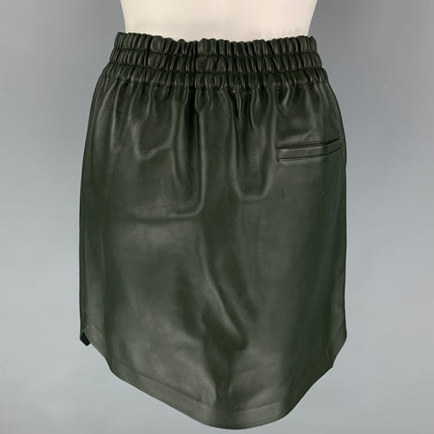 BOTTEGA VENETA Size S Green Leather Mini Skirt