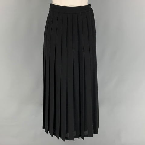 ESCADA Taille 8 Jupe Maxi Plissée en Laine Noire