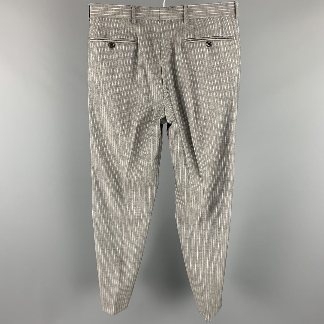 ETRO Size 38 Regular Gray Stripe Wool / Mohair Notch Lapel Suit