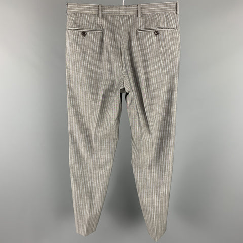 ETRO Talla 38 Traje regular de solapa de muesca de lana / mohair a rayas grises