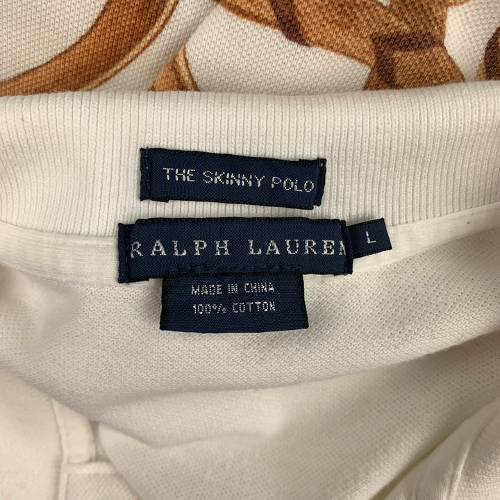 RALPH LAUREN Blue Label Limited Edition Size L White Equestrian Cotton Polo