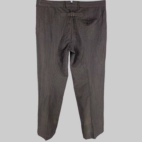 NEIL BARRETT Size 36 Black Stripe Wool Linen Pleated Dress Pants