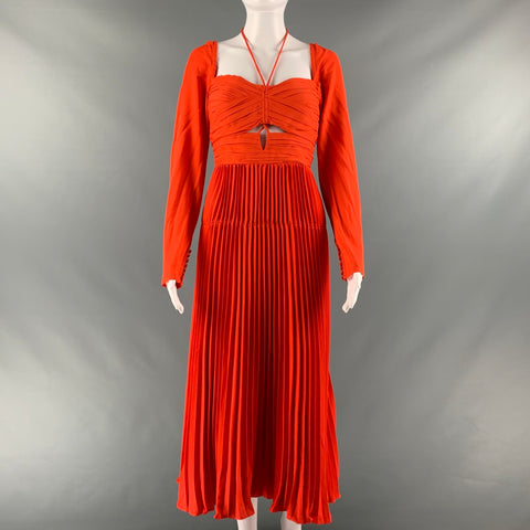 self portrait orange pleated dress Self-Portrait Satin Dress | Orange