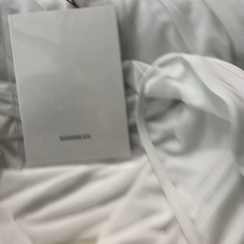 WARDROBE.NYC Talla S Minivestido blanco de viscosa y elastano con tirantes finos fruncidos