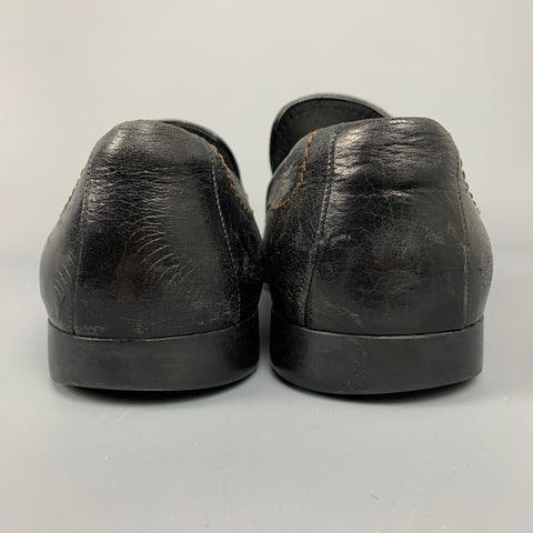 LOUIS VUITTON Size 11.5 Black Leather Wingtip Loafers