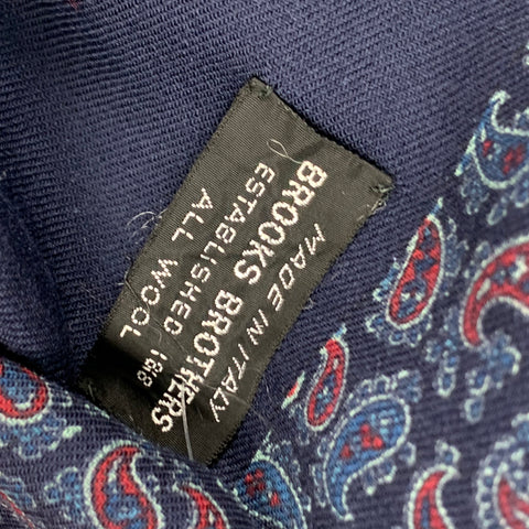 BROOKS BROTHERS Navy & Red Paisley Wool Scarf