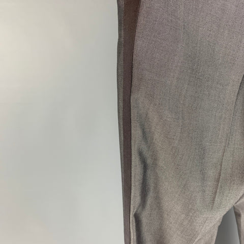 DOLCE & GABBANA Size 32 Grey Wool Silk Tuxedo Dress Pants