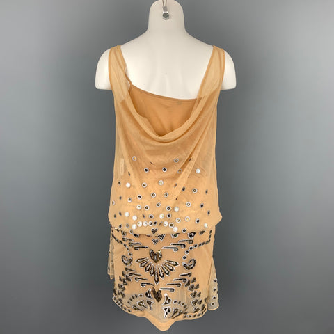MANISH ARORA Size M Natural Applique Silk Shirt Dress