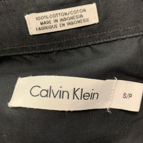 CALVIN KLEIN Size S Black Cotton Epaulettes Short Sleeve Shirt