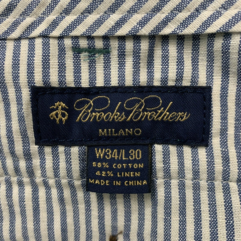 BROOKS BROTHERS Size 34 Green White Circles Cotton  Linen Casual Pants