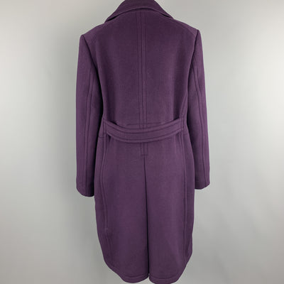ELIE TAHARI Size L Purple Wool Blend Double Breasted Metal Button Coat