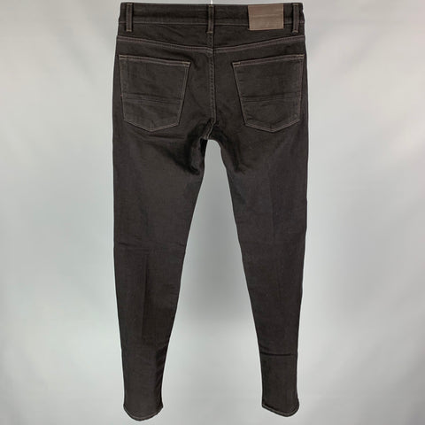 MASSIMO BRUNELLI Size 30 Black Cotton Straight Button Fly Jeans