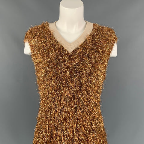 PACO RABANNE Size S Gold Polypropylene Blend Metallic Pullover