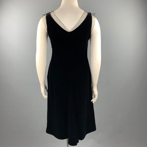 GIORGIO ARMANI Talla 10 Vestido recto de viscosa / seda de malla negra