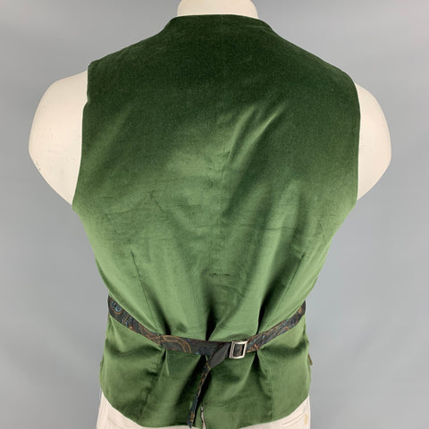 ETRO Size 40 Olive Quilted Cotton Blend Buttoned Vest