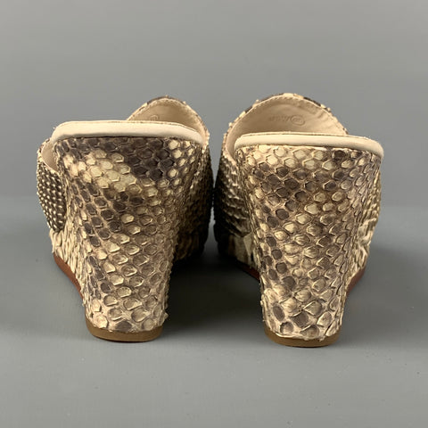 WMV. Size 8 Taupe Beige Phyton Skin Wedge Sandals