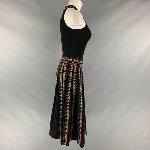 LA MAILLE SEZANE Size S Black Beige Viscose Polyester Abstract  Sets