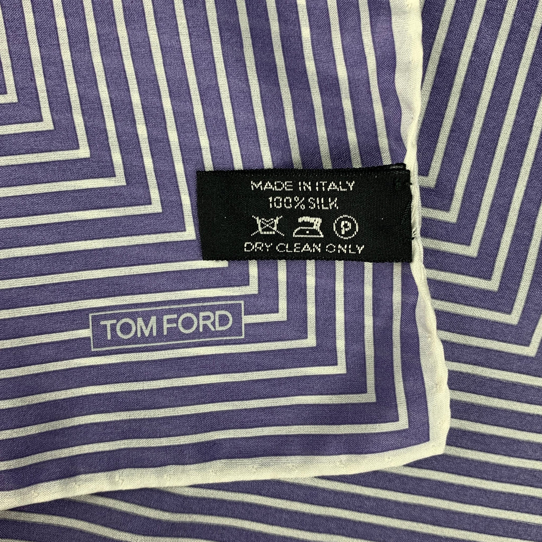 TOM FORD Purple White Stripe Silk Pocket Square