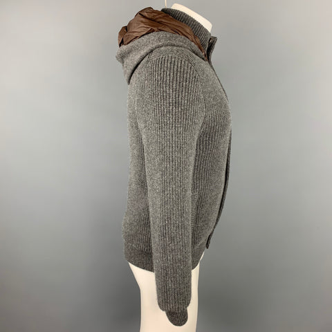 BRUNELLO CUCINELLI Size 40 Dark Gray Knitted Cashmere Buttoned Jacket