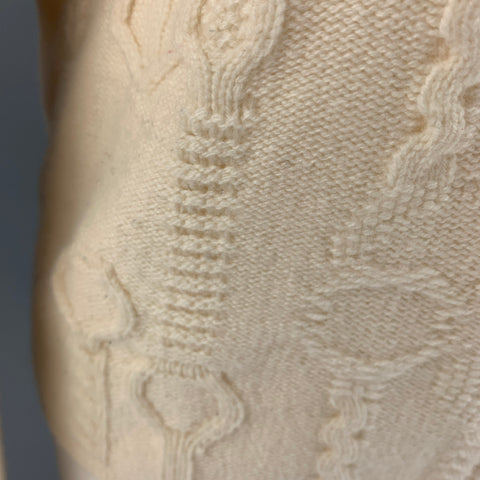 HERMES Size 6 Cream Virgin Wool Textured Sweater