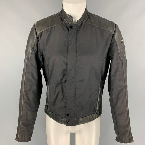 Vintage HEIN GERIKIE Tamaño L Negro Tejidos Mixtos Nylon Chaqueta de Moto