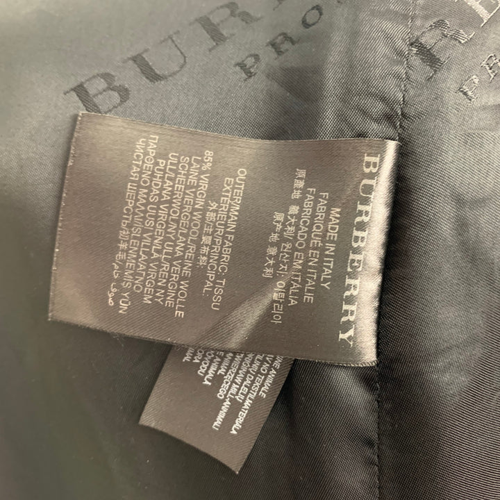 BURBERRY PRORSUM Fall 2014 Size 46 Burgundy Grey Floral Double Breasted Coat