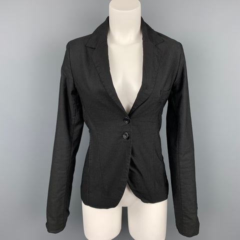 HAZEL BROWN Talla 2 Blazer abotonado con solapa de muesca de algodón / lycra negro