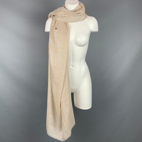 ECO TOOSH Beige Jacquard Cashmere Fringe Scarf