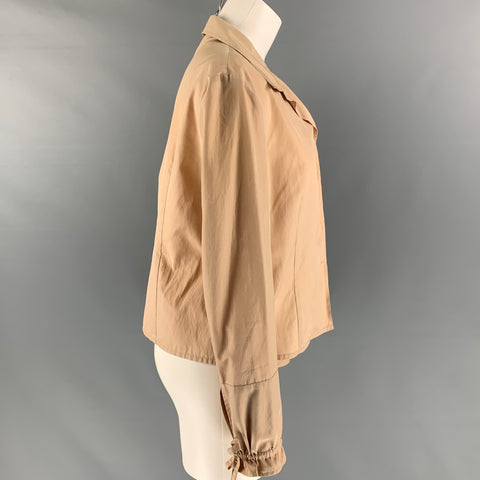 ALBERTA FERRETTI Talla 12 Blusa de manga larga sólida de mezcla de seda beige