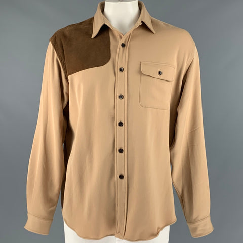 POLO by RALPH LAUREN Size XL Beige Brown Wool Suede Long Sleeve Shirt