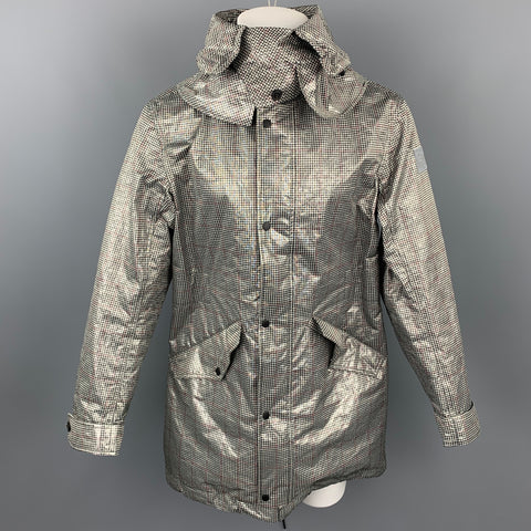 NICK WOOSTER x PAUL & SHARK Size M Black & Cream Checkered Nylon Hooded Coat