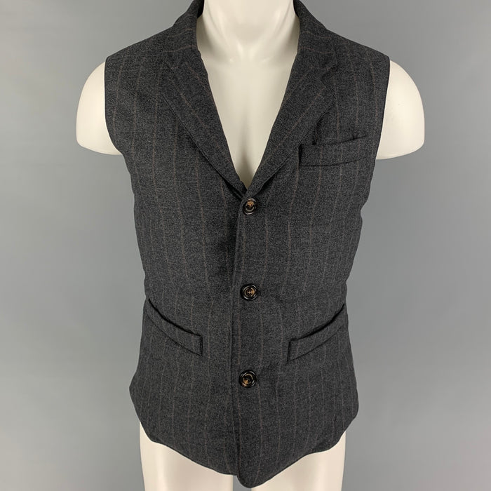 BRUNELLO CUCINELLI Talla M Talla Chaleco de mezcla de lana a rayas gris marrón