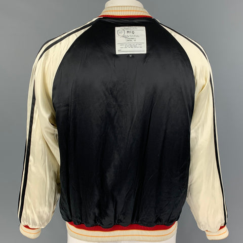 MCQ by ALEXANDER MCQUEEN Size 34 Black Beige Quilted Reversible Bomber Jacket