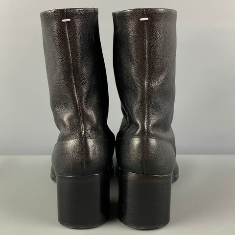 MAISON MARGIELA Size 10 Black Leather Ankle Tabi Boots