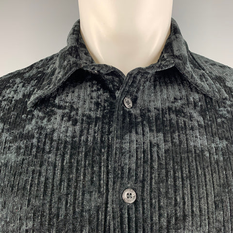 VERSACE CLASSIC Size M Black Velvet Polyester Button Up Long Sleeve Shirt