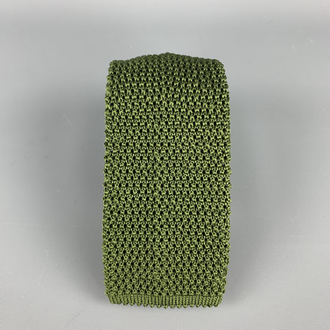 CHARVET Knitted Olive Silk Tie