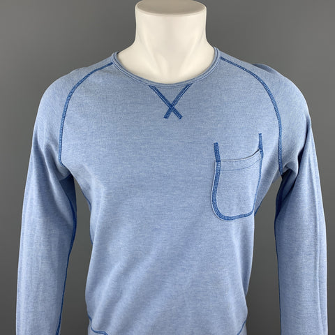 JUNYA WATANABE Size M Blue Contrast Stitch Cotton Crew-Neck Pullover